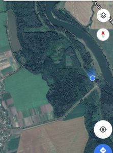 Дуб в Кицканах у дамбы на карте